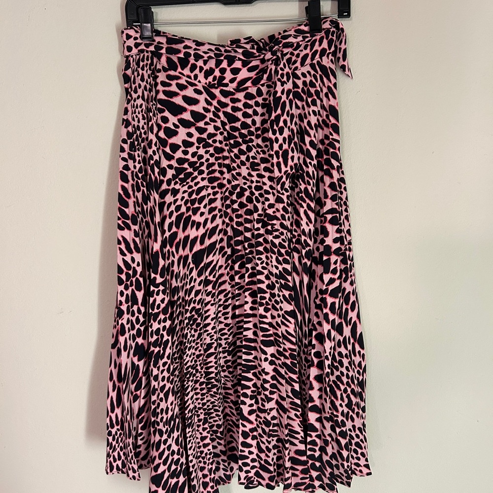 Topshop Asymmetrical Skirt in Pink and Black Animal Print